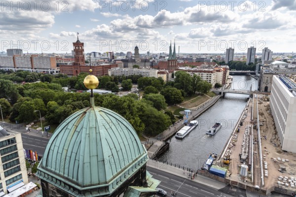 Berlin, Germany, July 27, 2019: High angle view of Berlin from rooftop of Berliner Dom, Cathedral.