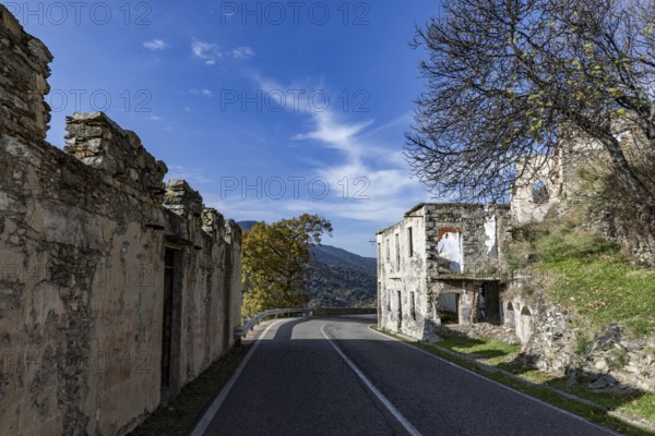 Lost place, abandoned houses and ruins in the ghost village, Gairo Vecchio, Gairo, Ogliastra,