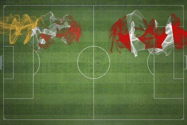Bhutan vs Canada Soccer Match, national colors, national flags, soccer field, football game,