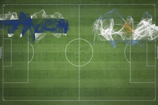 Finland vs Argentina Soccer Match, national colors, national flags, soccer field, football game,