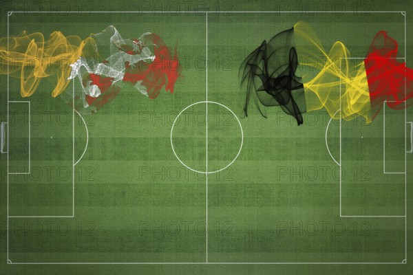 Bhutan vs Belgium Soccer Match, national colors, national flags, soccer field, football game,