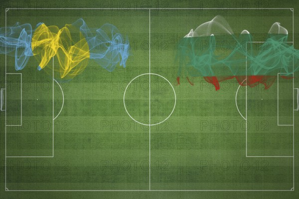 Palau vs Bulgaria Soccer Match, national colors, national flags, soccer field, football game,