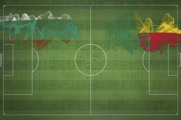 Bulgaria vs Benin Soccer Match, national colors, national flags, soccer field, football game,