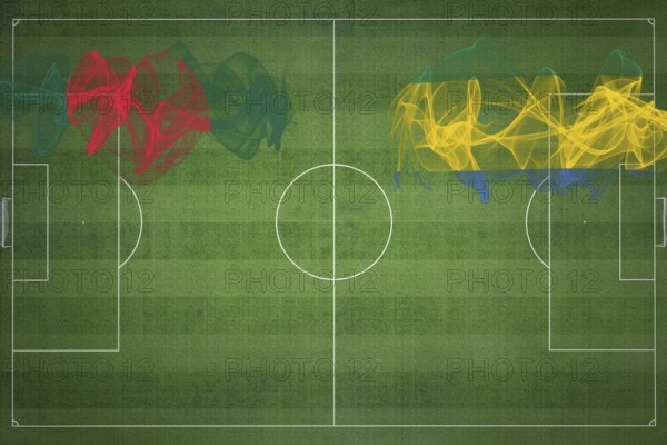Bangladesh vs Gabon Soccer Match, national colors, national flags, soccer field, football game,