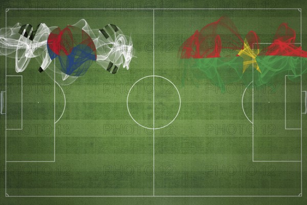 South Korea vs Burkina Faso Soccer Match, national colors, national flags, soccer field, football
