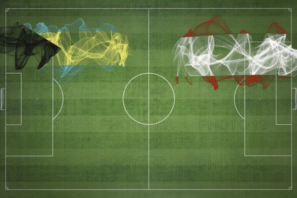Bahamas vs Austria Soccer Match, national colors, national flags, soccer field, football game,