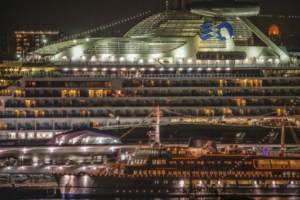 Luxury liner which is visible from the hill park with views of the harbor (Coral Princess).
