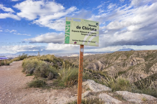 Geodetic vertex in the Chirlata area, Gorafe Ravines, Puntal de Don Diego, Granada Geopark, Granada