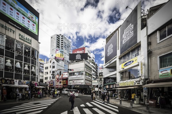 OSAKA, JAPAN - SEPTEMBER 26 2024: The trendy and fashionable Amerikamura district on a clear autumn