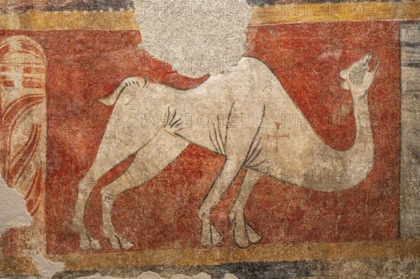 Dromedary in Romanesque mural painting, Church of Sant Joan de Boí, Alta Ribagorça, National Museum