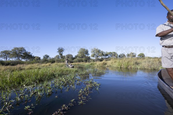 Mokoro, dugout canoe in the Okavango Delta, Khwai Northwest District, Moremi Game Reserve, Maun,