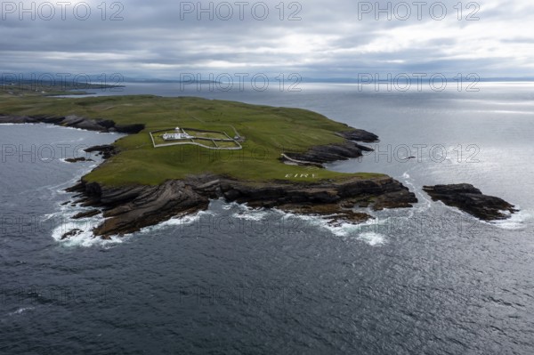 A drone panorama landscape of St. John's Point and the lighthouse in Donegal Bay in the northwest