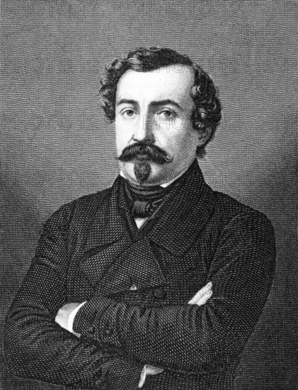 Christophe Leon Louis Juchault de Lamoriciere (1806-1865) on engraving from 1859. French general.