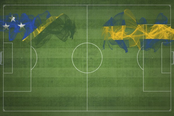 Solomon Islands vs Sweden Soccer Match, national colors, national flags, soccer field, football