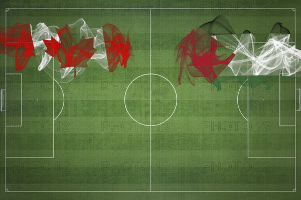 Canada vs Palestine Soccer Match, national colors, national flags, soccer field, football game,