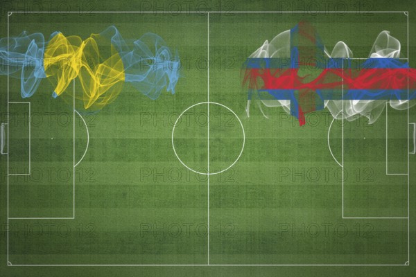 Palau vs Faroe Islands Soccer Match, national colors, national flags, soccer field, football game,
