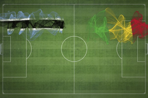 Botswana vs Mali Soccer Match, national colors, national flags, soccer field, football game,