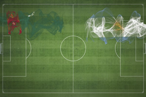 Turkmenistan vs Argentina Soccer Match, national colors, national flags, soccer field, football