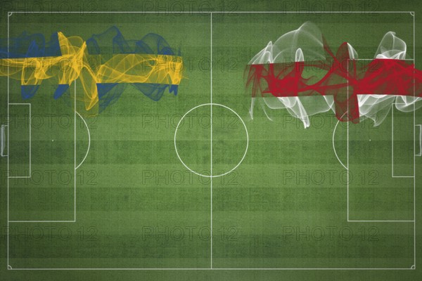 Sweden vs England Soccer Match, national colors, national flags, soccer field, football game,