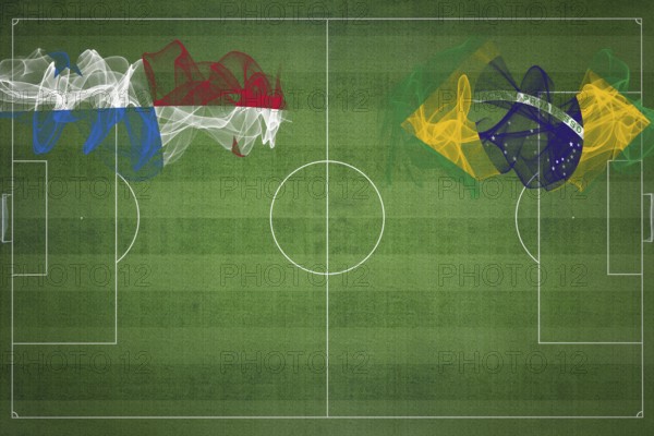 Panama vs Brazil Soccer Match, national colors, national flags, soccer field, football game,