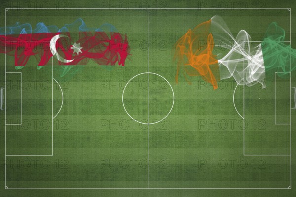 Azerbaijan vs Ivory Coast Soccer Match, national colors, national flags, soccer field, football