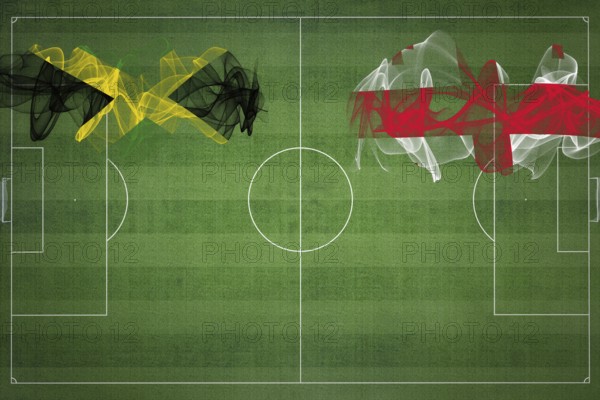 Jamaica vs Georgia Soccer Match, national colors, national flags, soccer field, football game,