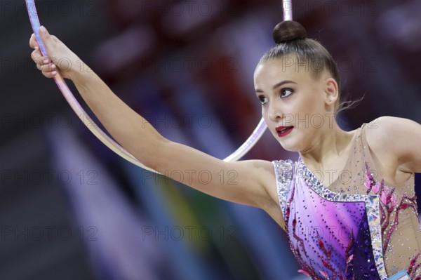 Sofia, Bulgaria - 27 March, 2021: Sabina Tashkenbaeva of Uzbekistan performs during the individual