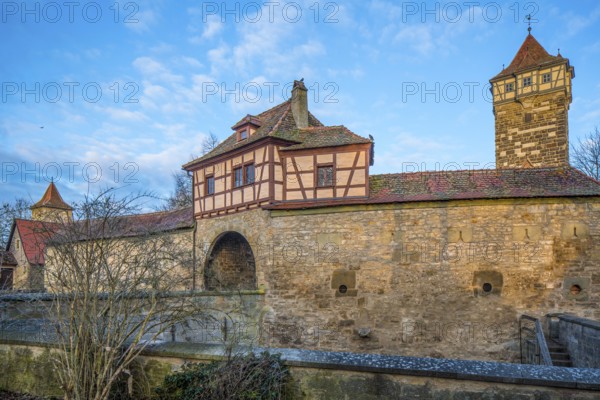 Eastern town gate Rödertor, Rothenburg ob der Tauber, district of Ansbach, Middle Franconia,