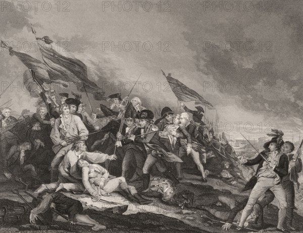 Death of Joseph Warren in the Battle of Bunker Hill, American Revolutionary War, siege of Boston,