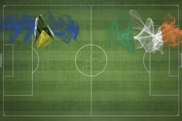 Saint Lucia vs Ireland Soccer Match, national colors, national flags, soccer field, football game,