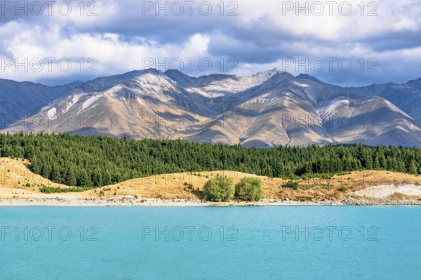 Lake Pukaki with the Southern Alps in the Mackenzie District in the Canterbury region on the South