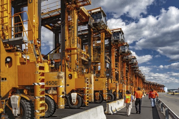 Parked Straddles, Container Shipping Yard, Port of Elizabeth, Newark, New Jersey, USA
