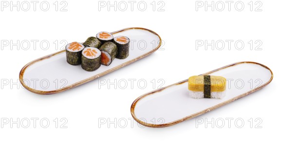 Food, A sushi platter displays an array of vibrant rolls with fish and vegetables alongside a