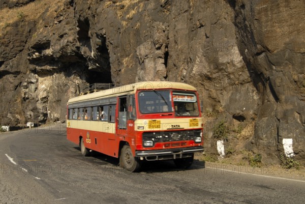 Road and Tunnel constructed by cutting very hard black rock of Sahyadri mountain and State