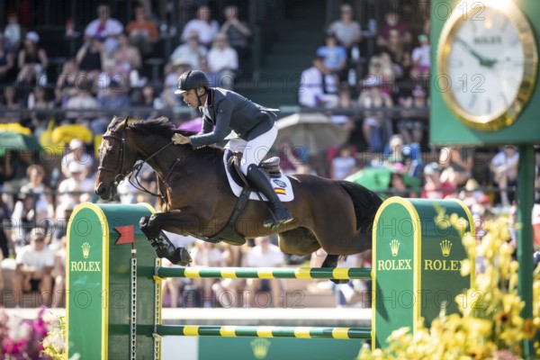 Armando Trapote of Spain and riding Tornado VS compete in the first round of the 1.60m CPKC