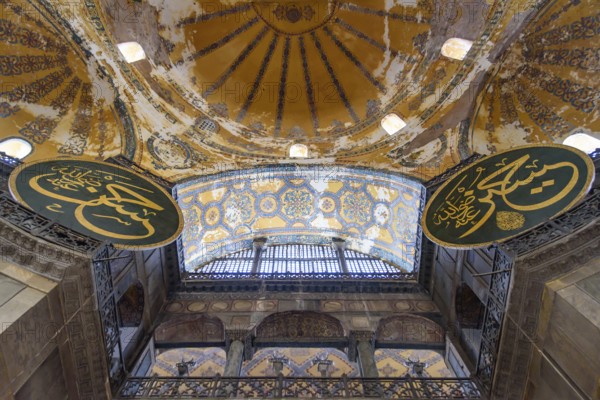 Interior of Hagia Sophia, former Orthodox cathedral and Ottoman imperial mosque, in Istanbul,