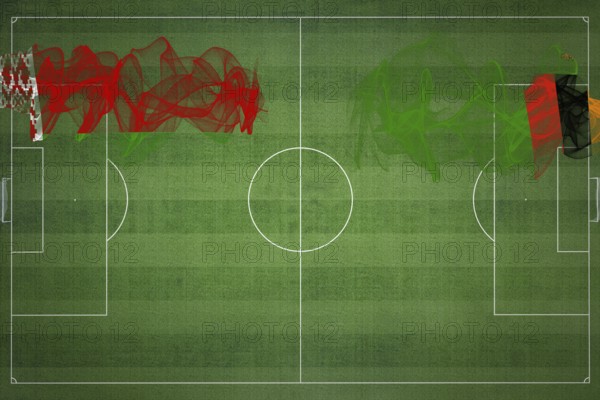 Belarus vs Zambia Soccer Match, national colors, national flags, soccer field, football game,
