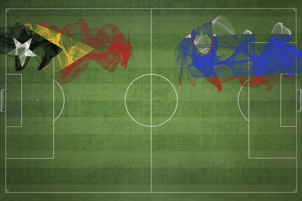 East Timor vs Slovenia Soccer Match, national colors, national flags, soccer field, football game,