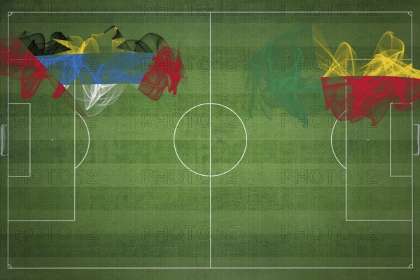 Antigua and Barbuda vs Benin Soccer Match, national colors, national flags, soccer field, football