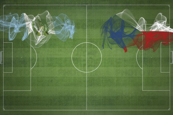 Guatemala vs Czech Republic Soccer Match, national colors, national flags, soccer field, football