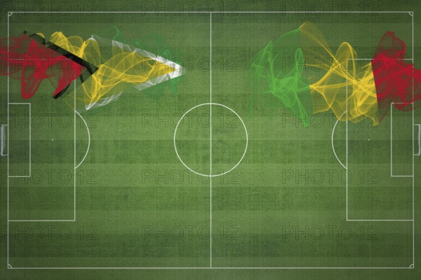 Guyana vs Mali Soccer Match, national colors, national flags, soccer field, football game,