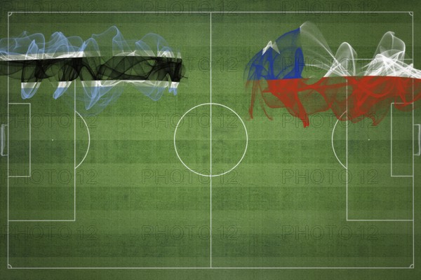 Botswana vs Chile Soccer Match, national colors, national flags, soccer field, football game,