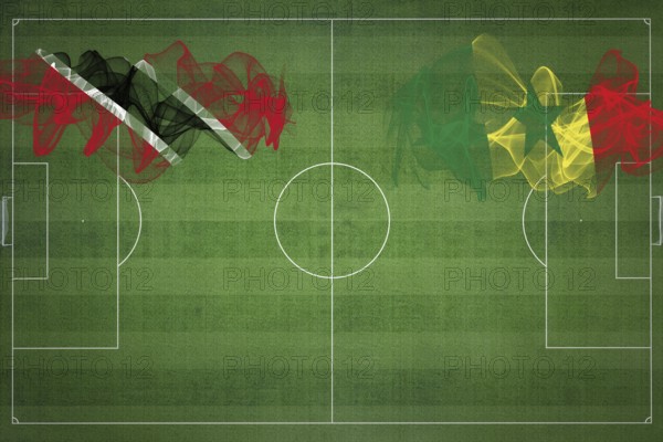 Trinidad and Tobago vs Senegal Soccer Match, national colors, national flags, soccer field,
