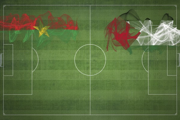 Burkina Faso vs Palestine Soccer Match, national colors, national flags, soccer field, football