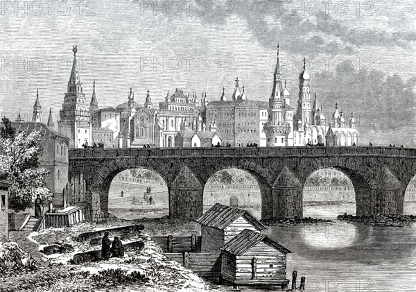 Stadtbild von Moskau, Russland, 18. Jahrhundert