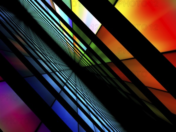 Abstract colorful diagonal background - computer-generated 3d illustration. Fractal art: bright