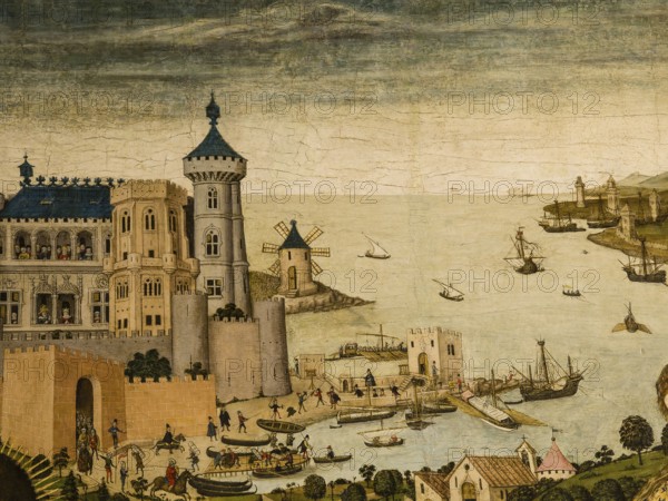 Port of Palma, detail. Saint George and the dragon. (1468-1470) Pere Niçard. Oil and tempera on