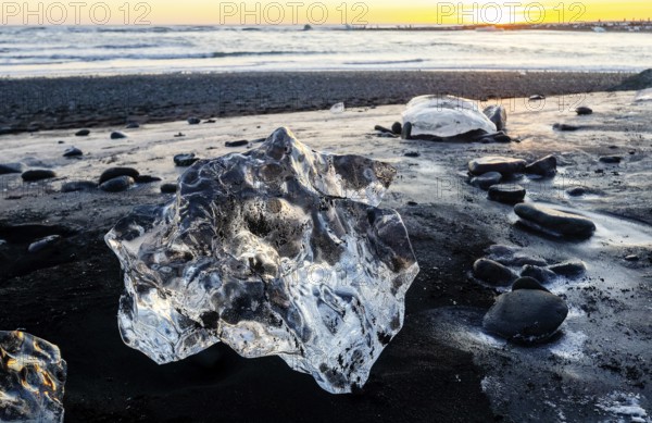 Diamond Beach at the Glacier Lagoon Jökulsarlon in Iceland, Europe, Iceland