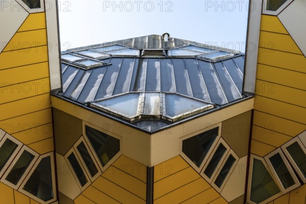 Rotterdam, Netherlands, May 8, 2022: Yellow cubic houses in Rotterdam. The Cubic Houses were