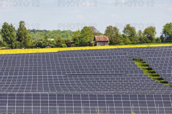 Agricultural land is used as a solar field. Nellingen in the Swabian Alb. Nellingen,